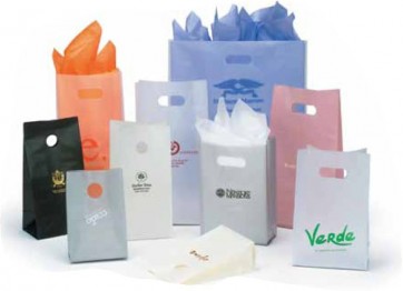 Frosted Clear and Color Bags with Die Cut Handles